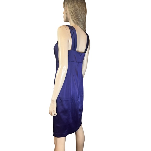Calvin Klein Dress Sheath Purple Satin Cocktail Dressy Special Occasion *Flaw* - Picture 4 of 16